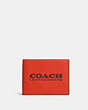 COACH®,SLIM BILLFOLD WALLET,Pebbled Leather,Mini,Red Orange/Wine,Front View
