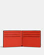 COACH®,SLIM BILLFOLD WALLET,Pebbled Leather,Mini,Red Orange/Wine,Inside View,Top View