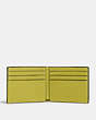 COACH®,SLIM BILLFOLD WALLET,Pebbled Leather,Mini,Key Lime/Army Green,Inside View,Top View