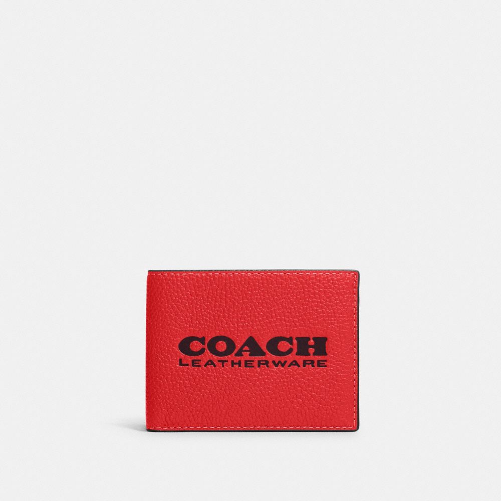 COACH®,PORTEFEUILLE FIN À DEUX VOLETS,Rouge sport/Sang-de-bœuf,Front View