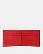 COACH®,SLIM BILLFOLD WALLET,Pebbled Leather,Mini,Sport Red/Oxblood,Inside View,Top View