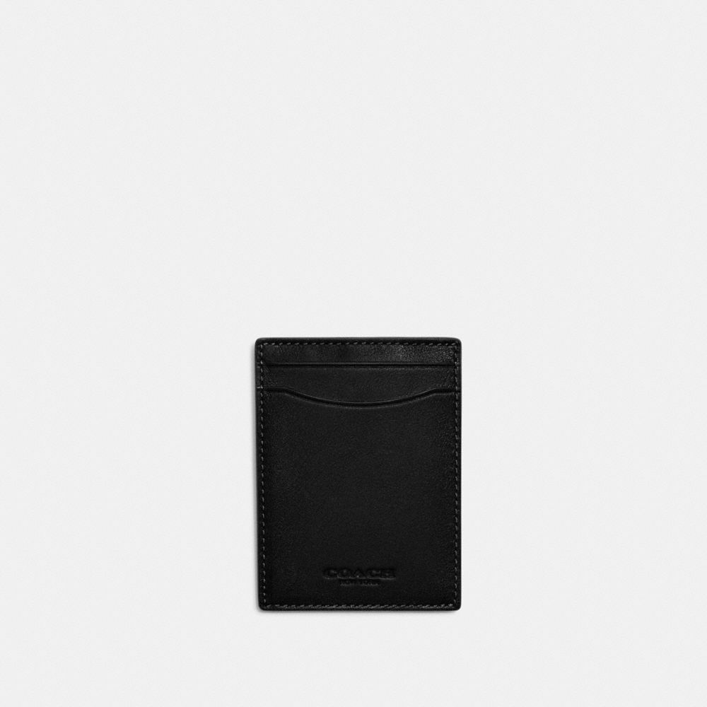  Coach Flat Card Case in Sport Calf, Black, One Size