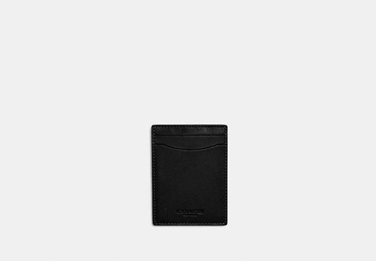 COACH®,MONEY CLIP CARD CASE,Sport calf leather,Mini,Black,Front View