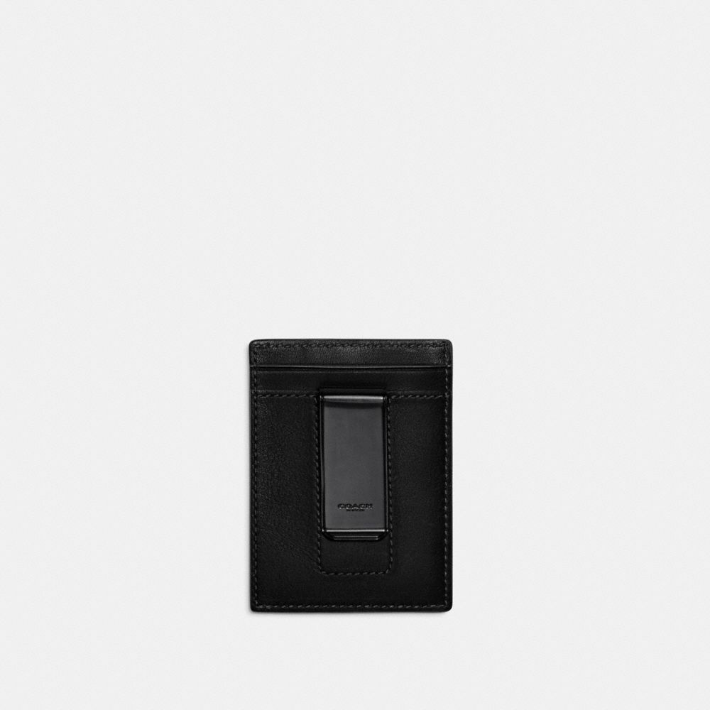 COACH®,MONEY CLIP CARD CASE,Mini,Black,Back View