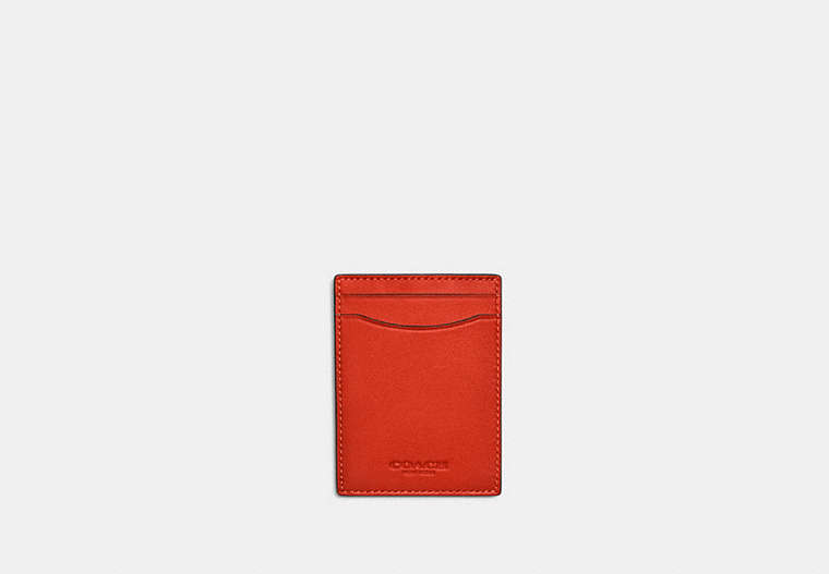 COACH®,MONEY CLIP CARD CASE,Sport calf leather,Mini,Red Orange,Front View