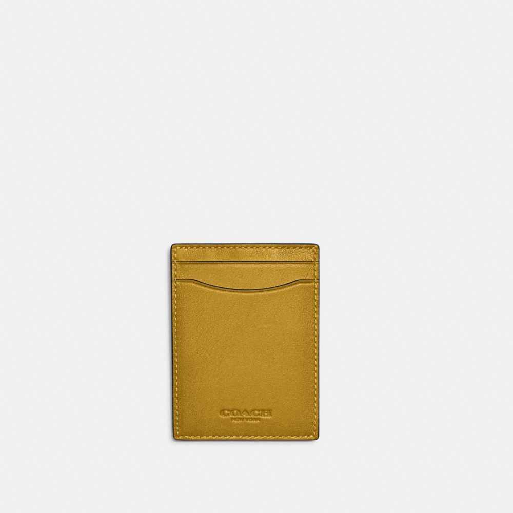 COACH®,MONEY CLIP CARD CASE,Sport calf leather,Mini,Flax,Front View image number 0