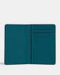 COACH®,CARD WALLET,Pebbled Leather,Mini,Deep Turquoise/Midnight Navy,Inside View,Top View