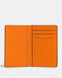 COACH®,CARD WALLET,Pebbled Leather,Mini,Bright Mandarin/True Blue,Inside View,Top View