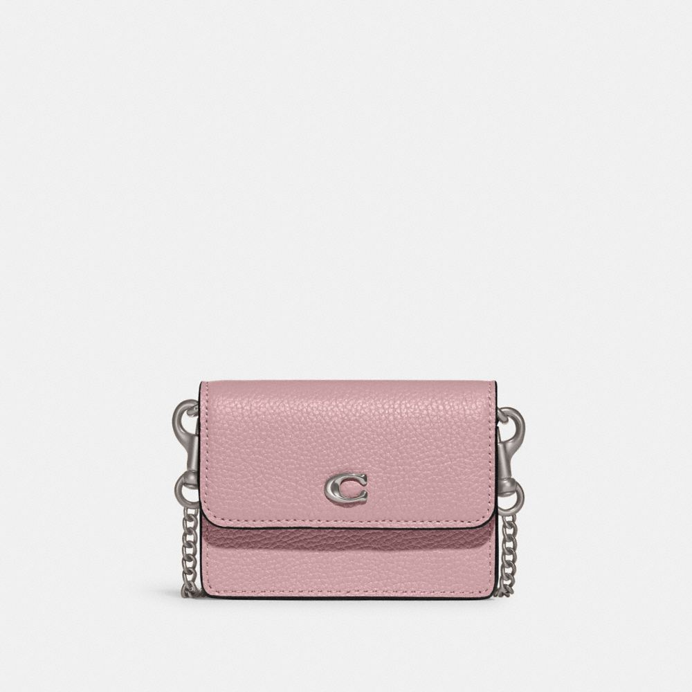 COACH®,HALF FLAP CARD CASE,Silver/Faded Purple,Front View