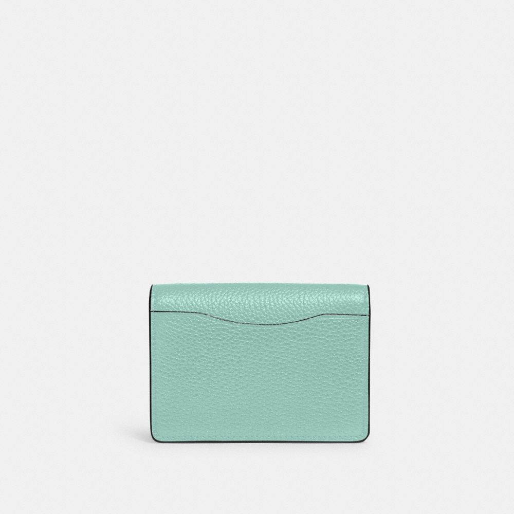 COACH®,HALF FLAP CARD CASE,Silver/Faded Blue,Back View