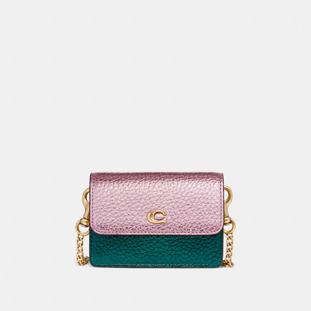 COACH Signature Logo Colorblock Half Flap Card Case