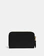 COACH®,SMALL ZIP AROUND CARD CASE,Pebble Leather,Brass/Black,Back View
