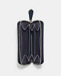 COACH®,SMALL ZIP AROUND CARD CASE,Crossgrain Leather,Mini,Silver/Denim,Inside View,Top View