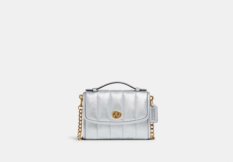 COACH®,KIP TURNLOCK CROSSBODY WITH QUILTING,Brass/Metallic Silver,Front View