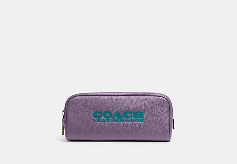 COACH®,TRAVEL KIT 21,Pebbled Leather,Mini,Amethyst/Shadow Blue,Front View