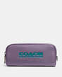 COACH®,TRAVEL KIT 21,Pebbled Leather,Mini,Amethyst/Shadow Blue,Front View