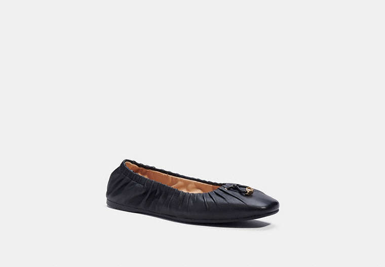 COACH®,ELEANOR FLAT,Leather,Black,Front View