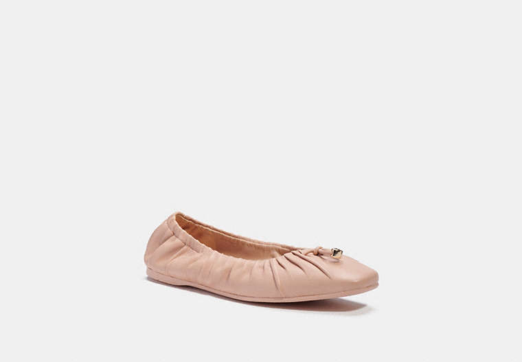 COACH®,ELEANOR FLAT,Leather,New Nude Pink,Front View
