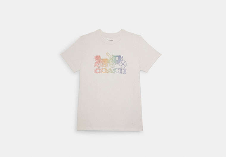 COACH®,RAINBOW HORSE AND CARRIAGE T-SHIRT,n/a,White,Front View