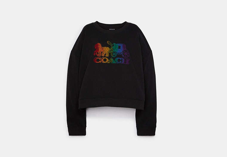 COACH®,RAINBOW HORSE AND CARRIAGE CREWNECK,n/a,Black,Front View