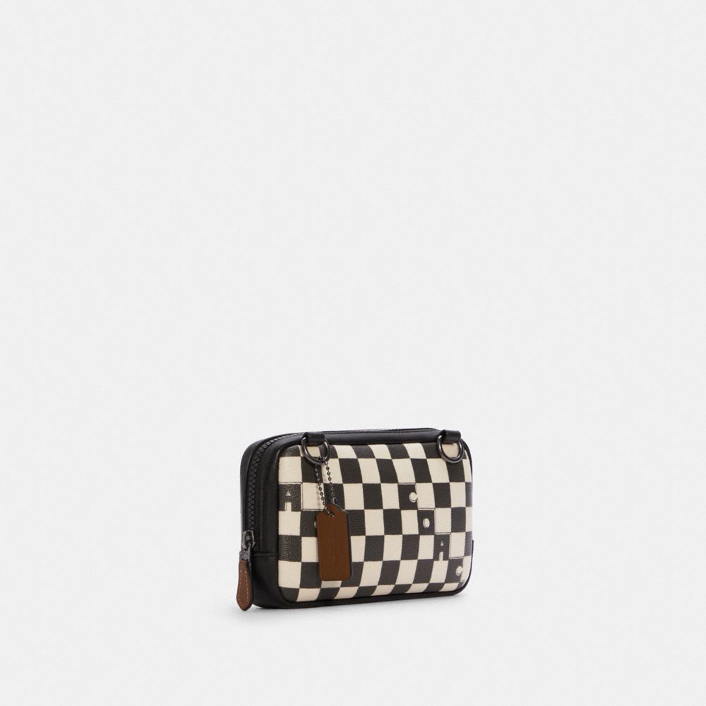 COACH®,Carrier Phone Crossbody With Checker Print,,Angle View