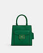 COACH®,MINI PEPPER CROSSBODY,Pebbled Leather,Small,Silver/Green,Front View