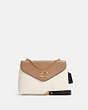 COACH®,TAMMIE SHOULDER BAG IN COLORBLOCK,Smooth Leather,Medium,Gold/Chalk Multi,Front View