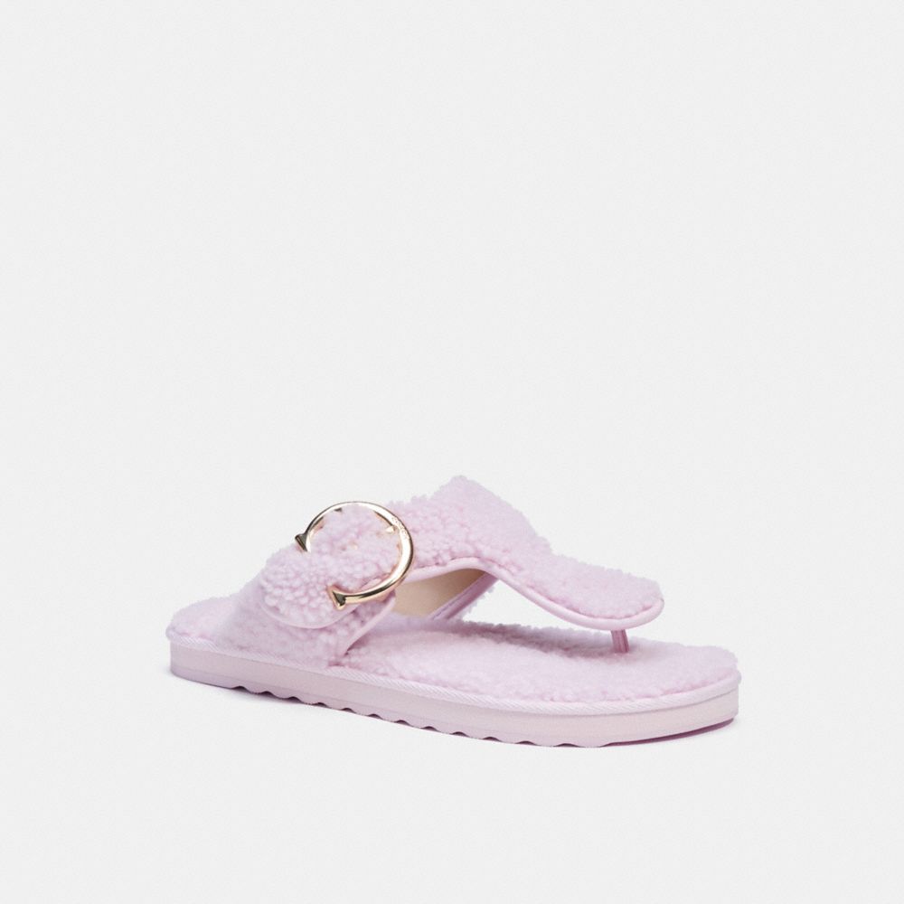 COACH®,HOLLIE FLIP FLOP,Shearling/Leather,PALE PINK,Front View