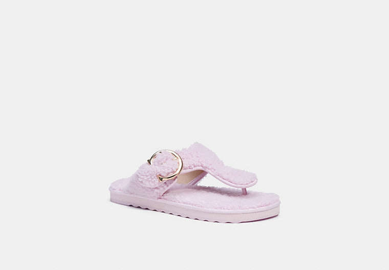 COACH®,HOLLIE FLIP FLOP,Shearling/Leather,PALE PINK,Front View