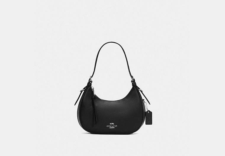 COACH®,KLEO HOBO,Pebbled Leather,Medium,Silver/Black,Front View image number 0