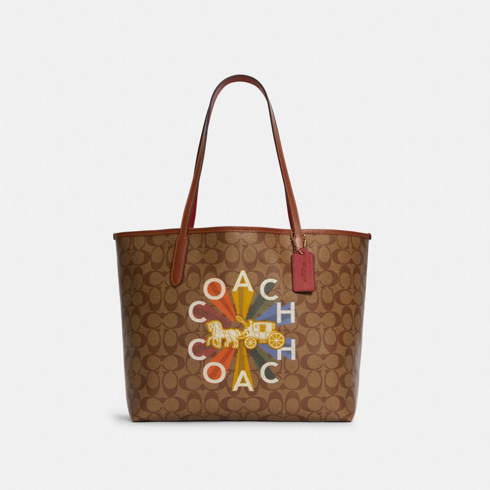City Tote Bag In Signature Canvas With Coach Radial Rainbow