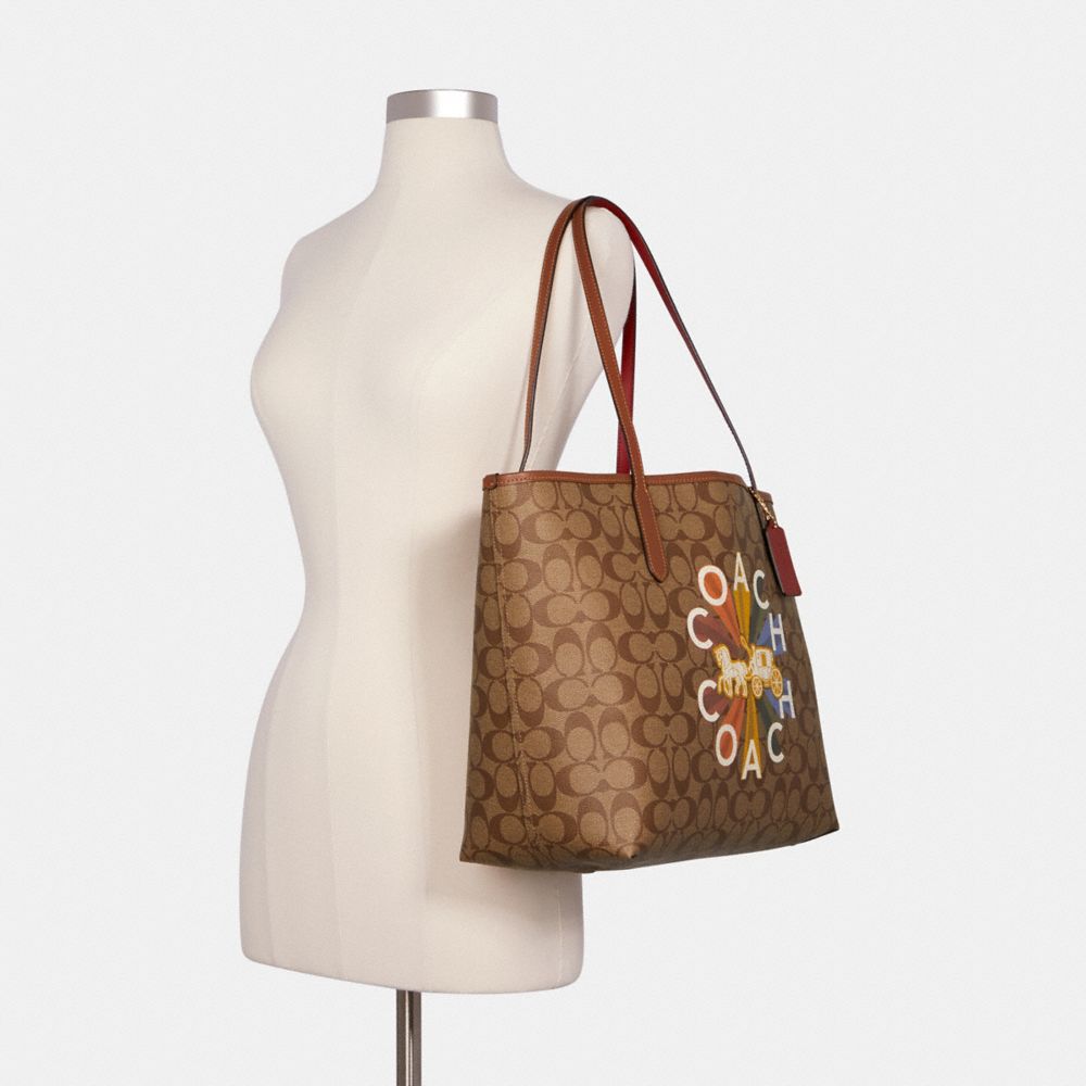 City Tote Bag In Signature Canvas With Coach Radial Rainbow
