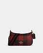 COACH®,JES BAGUETTE WITH BUFFALO PLAID PRINT,Canvas/Smooth Leather,Small,Silver/Black/1941 Red Multi,Front View
