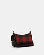 COACH®,JES BAGUETTE WITH BUFFALO PLAID PRINT,Canvas/Smooth Leather,Small,Silver/Black/1941 Red Multi,Angle View