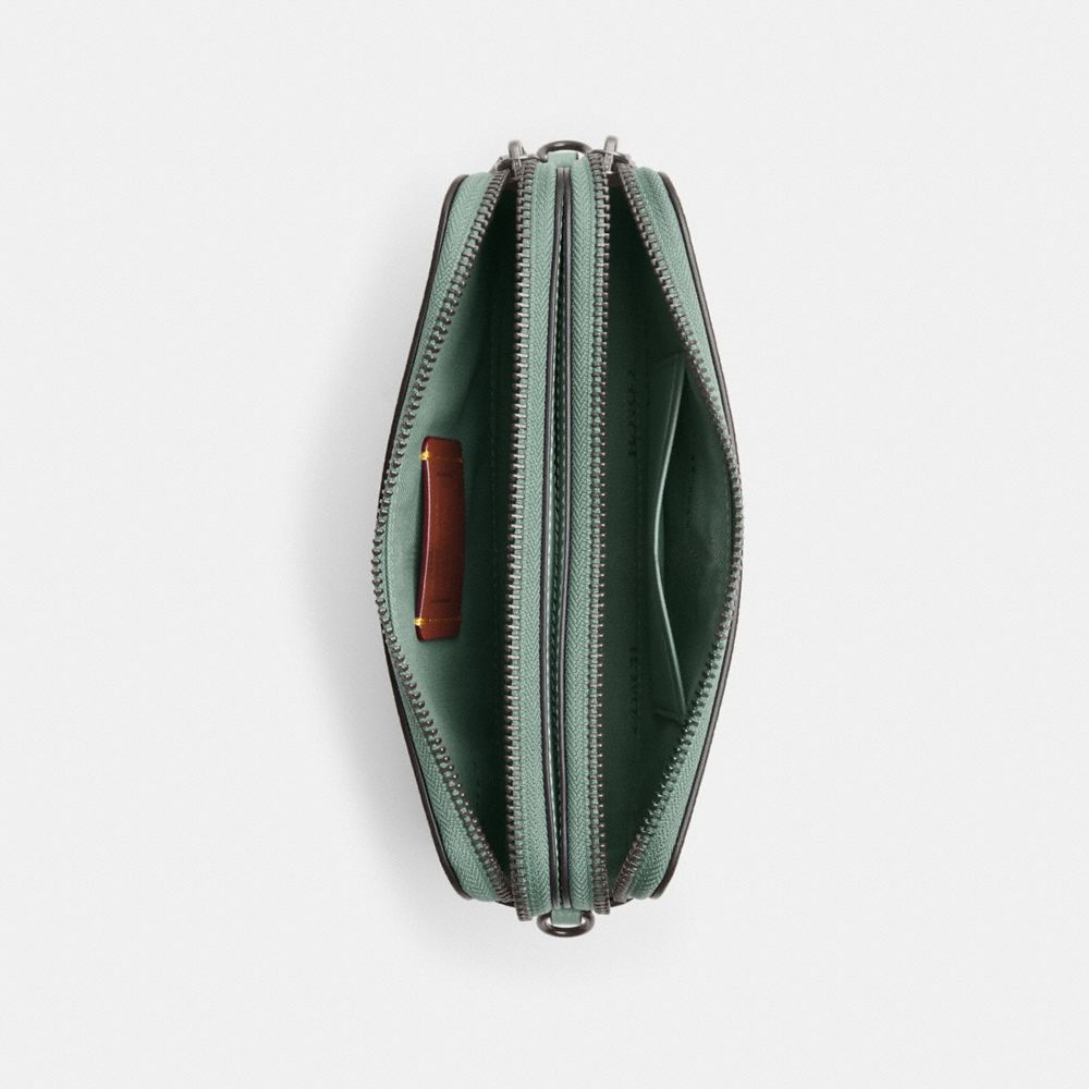 COACH®,SAC À PORTÉ-CROISÉ KIRA AVEC IMPRIMÉ À ÉLÉPHANTS,Sauge/Étain,Inside View,Top View