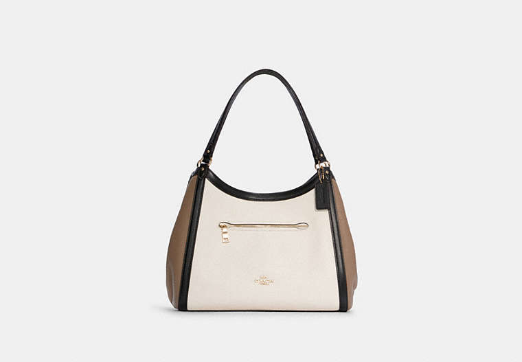 COACH®,KRISTY SHOULDER BAG IN COLORBLOCK,Smooth Leather,Large,Gold/Chalk Multi,Front View image number 0