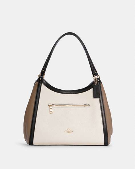 COACH®,KRISTY SHOULDER BAG IN COLORBLOCK,Smooth Leather,X-Large,Gold/Chalk Multi,Front View