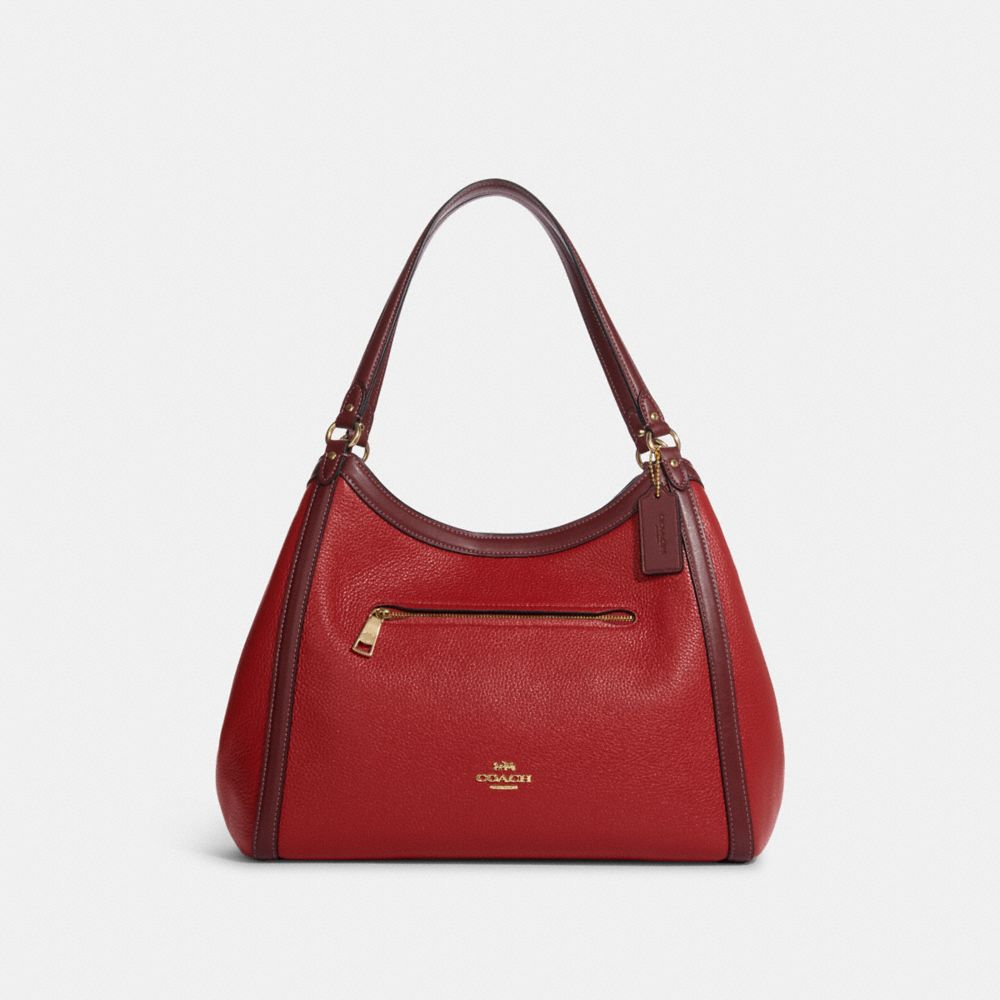 COACH®,KRISTY SHOULDER BAG IN COLORBLOCK,Novelty Leather,X-Large,Gold/Red Apple Multi,Front View