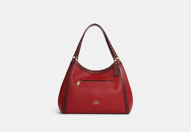 COACH®,KRISTY SHOULDER BAG IN COLORBLOCK,Smooth Leather,X-Large,Gold/Red Apple Multi,Front View