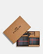 COACH®,BOXED 3-IN-1 WALLET GIFT SET WITH WINDOW PANE PLAID PRINT,n/a,Gunmetal/Navy Multi,Front View