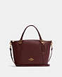COACH®,KACEY SATCHEL BAG,Smooth Leather/Exotic,Medium,Gold/Cranberry,Front View