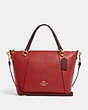 COACH®,KACEY SATCHEL BAG IN COLORBLOCK,Smooth Leather,Large,Gold/Red Apple Multi,Front View
