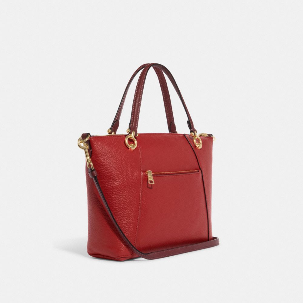 COACH®,KACEY SATCHEL BAG IN COLORBLOCK,Novelty Leather,Large,Gold/Red Apple Multi,Angle View
