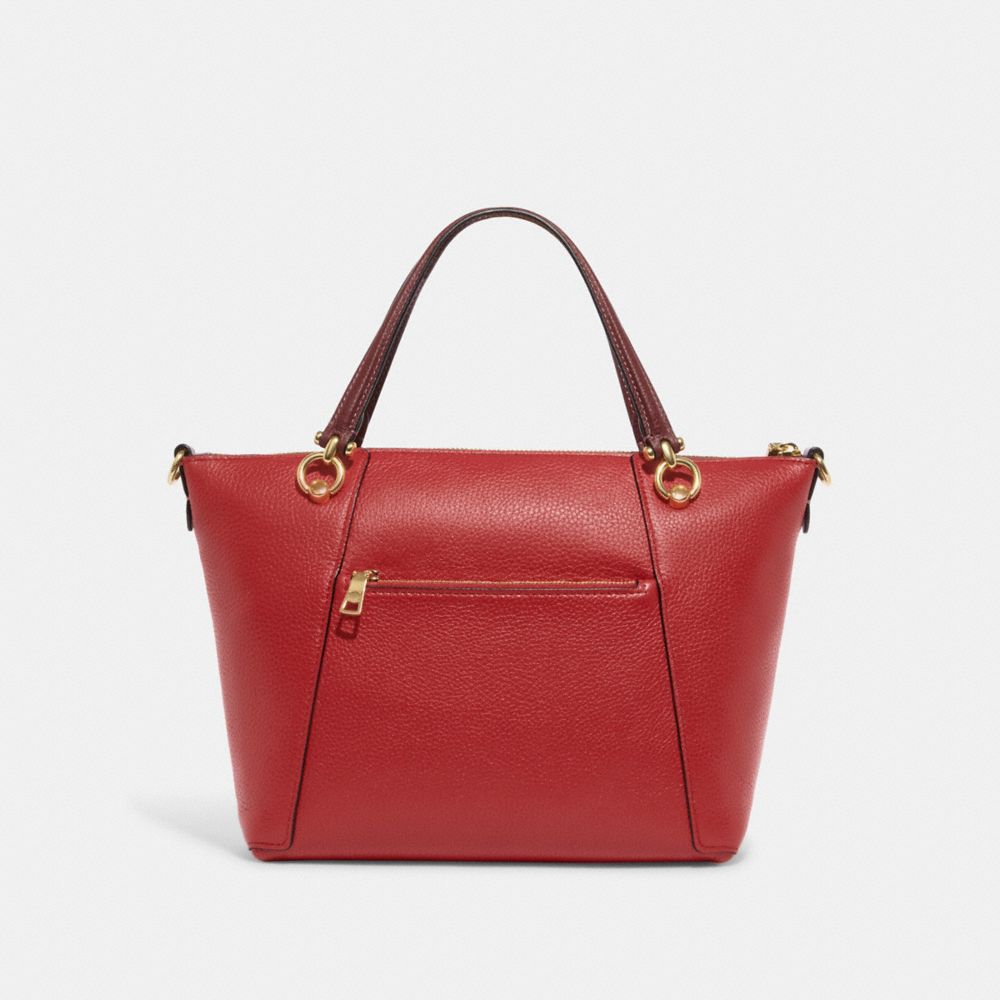 COACH®,KACEY SATCHEL BAG IN COLORBLOCK,Novelty Leather,Large,Gold/Red Apple Multi,Back View