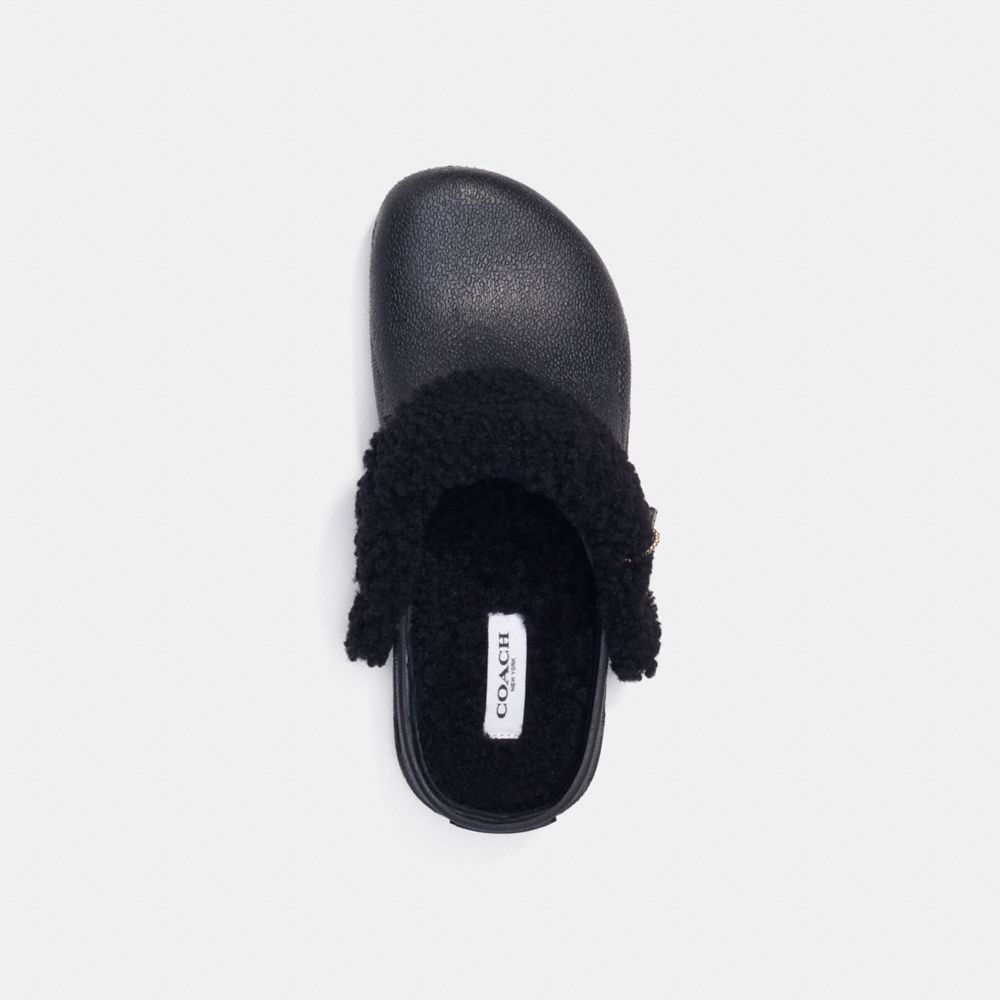 COACH®,SABOT LOLA,Caoutchouc/Shearling,Noir,Inside View,Top View