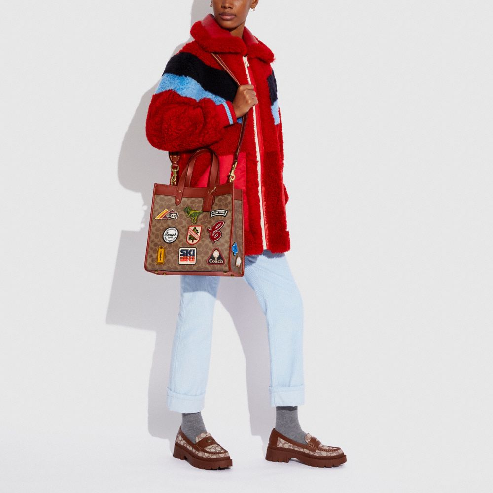 COACH®  Field Tote In Signature Canvas With Patches