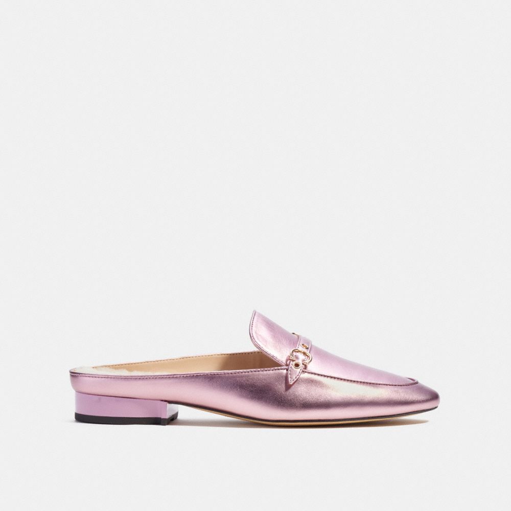 COACH®,IRENE MULE,Leather,Metallic Pink,Angle View