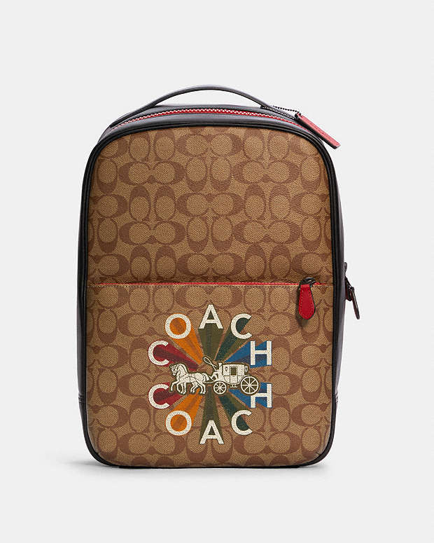 Coach Pennie Backpack 22 in Rainbow Signature Canvas