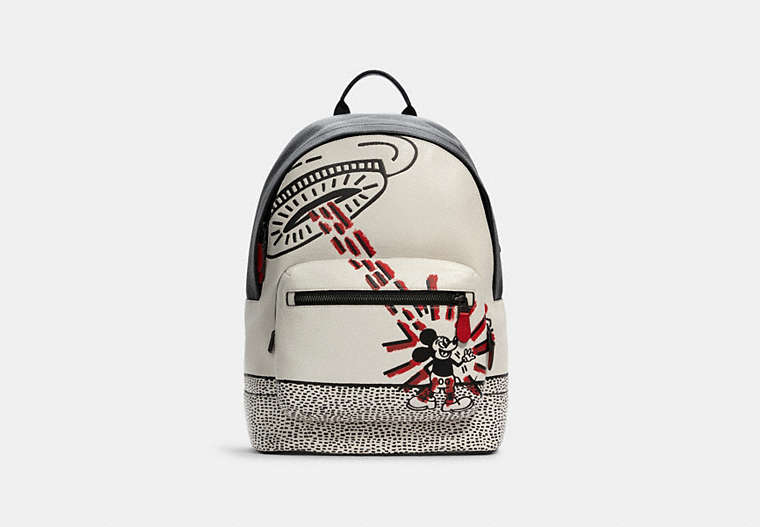 COACH®,SAC À DOS WEST DISNEY MICKEY MOUSE X KEITH HARING,Cuir,Bronze Industriel/Craie Multi,Front View