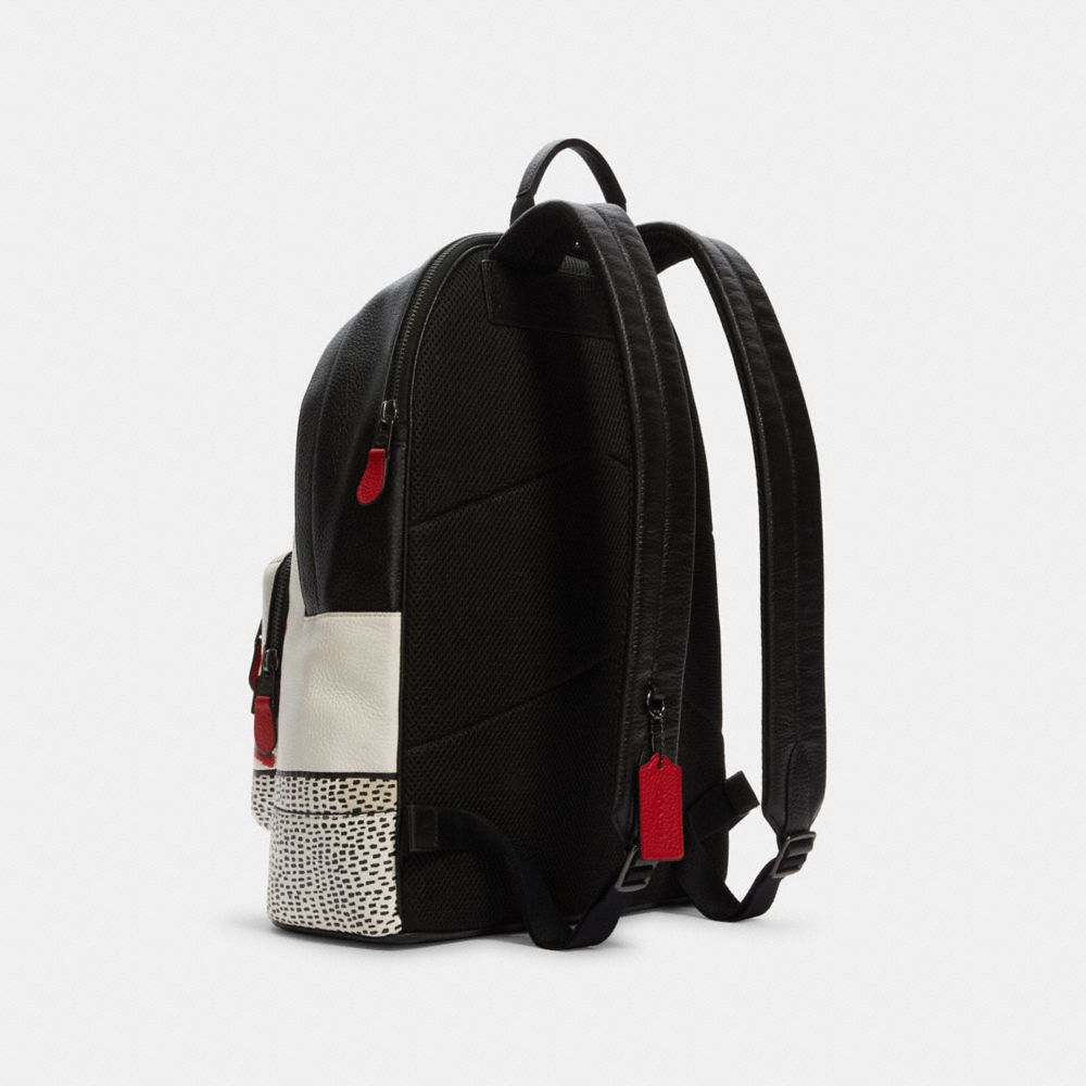 COACH®,DISNEY MICKEY MOUSE X KEITH HARING WEST BACKPACK,X-Large,Gunmetal/Chalk Multi,Angle View